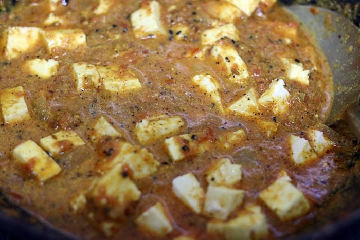 paneer added to achari paneer masala gravy