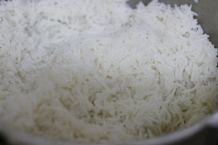 cooling the cooked basmati rice