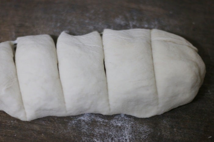 Dough divided into 8 parts