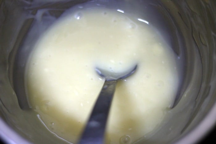 melted white chocolate in a bowl