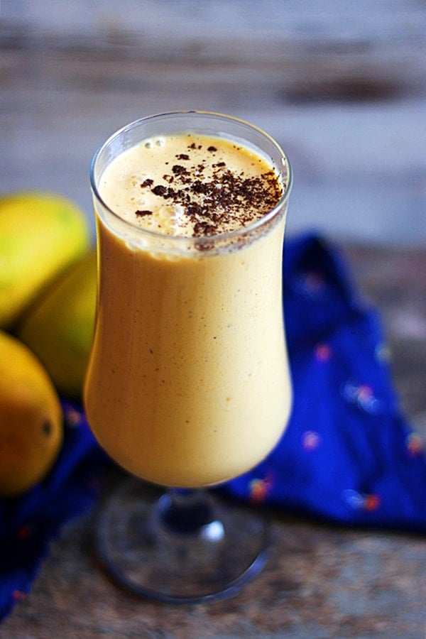 vegan mango milkshake ready to serve