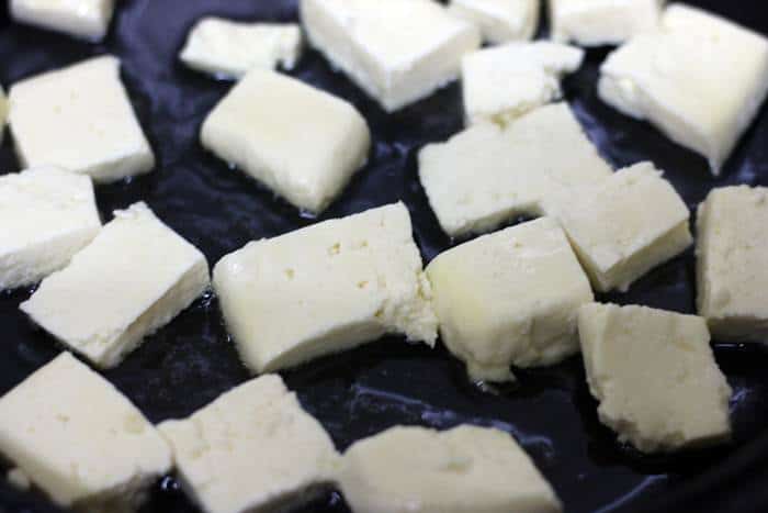 pan frying tofu cubes