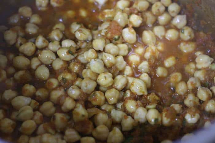 chickpeas added to curry base