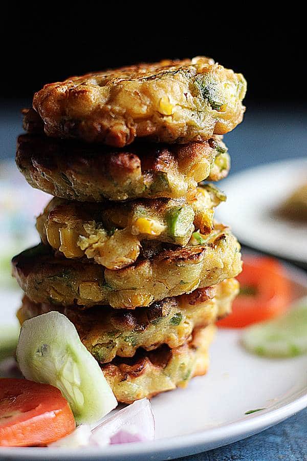 stack of corn fritters