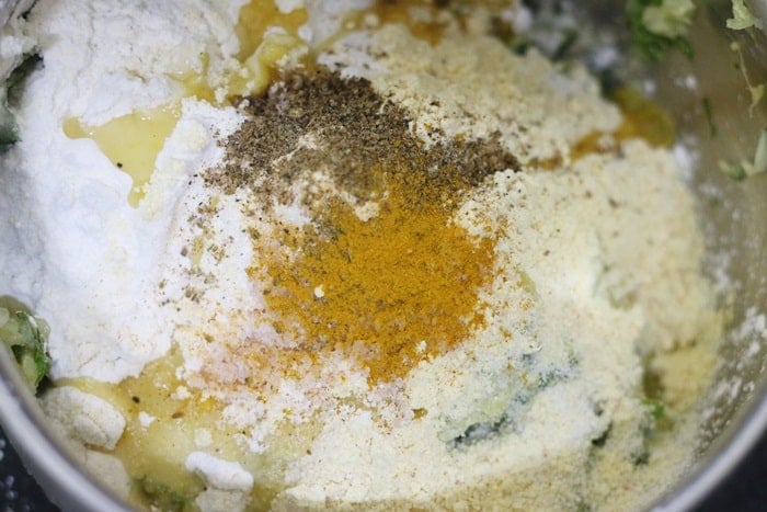 making batter for zucchini fritters