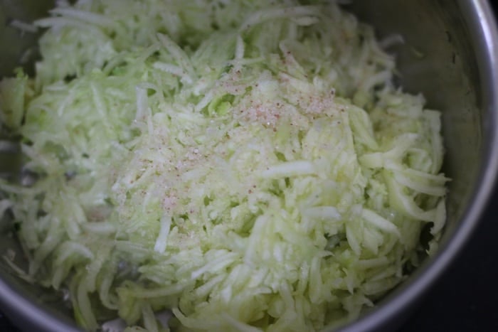 salt added to grated zucchini