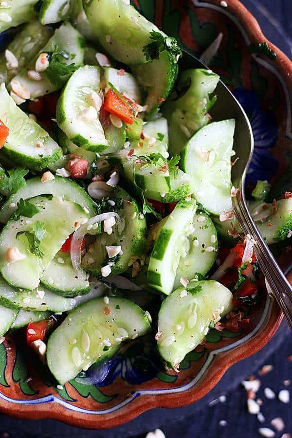 Cucumber salad with Asian dressing