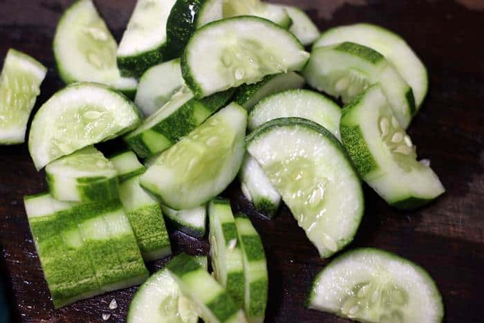 sliced cucumbers