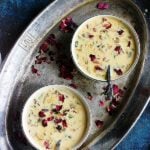 bowls of chilled basundi served in a metal plate