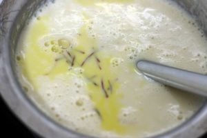 milk combined with sugar, saffron and sweetened condensed milk