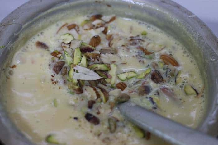 nuts added to basundi