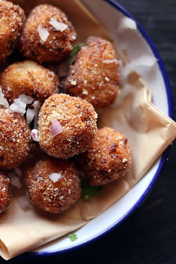 cloeup shot of vegan cauliflower nuggets