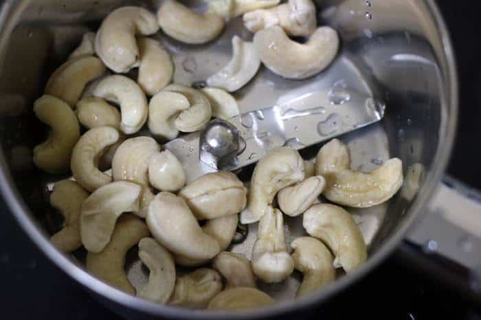 cashews soaked in warm water