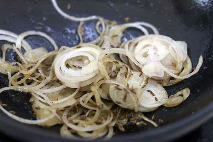 cumins, ginger garlic and onions sauteed in oil.