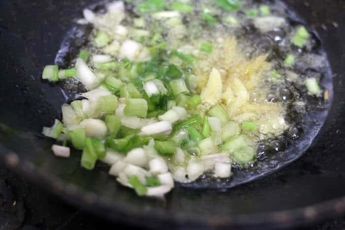 ginger garic onions fried in sesame oil