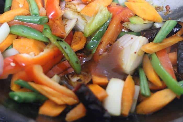 sauce added to sauteed vegetables