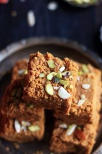 closeup shot of Gujarati mohanthal mithai