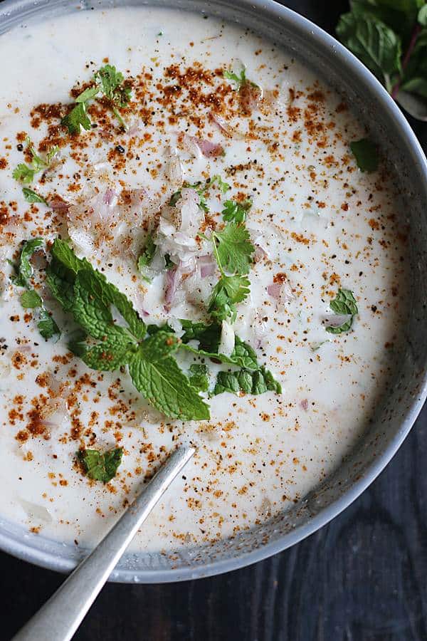 Onion raita ready to serve