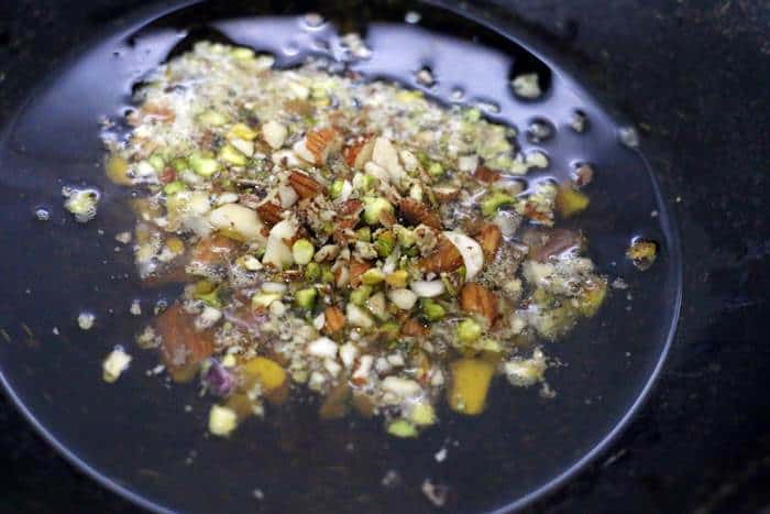 frying dry fruits in ghee