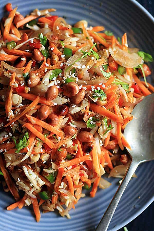 Thai style carrot salad with crunchy roasted peanuts