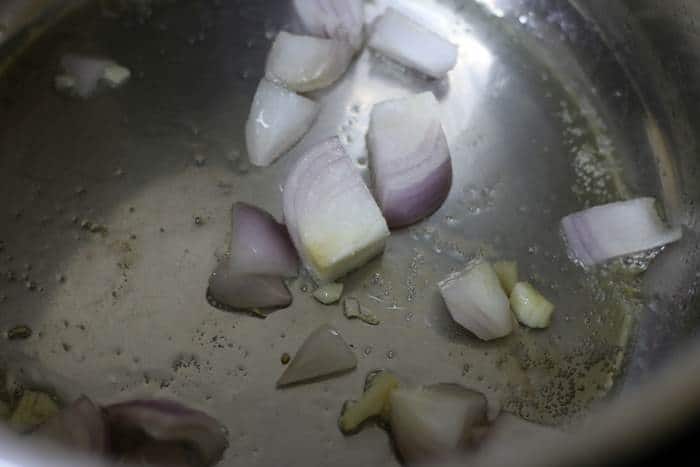 sauteing onions, ginger garlic in oil