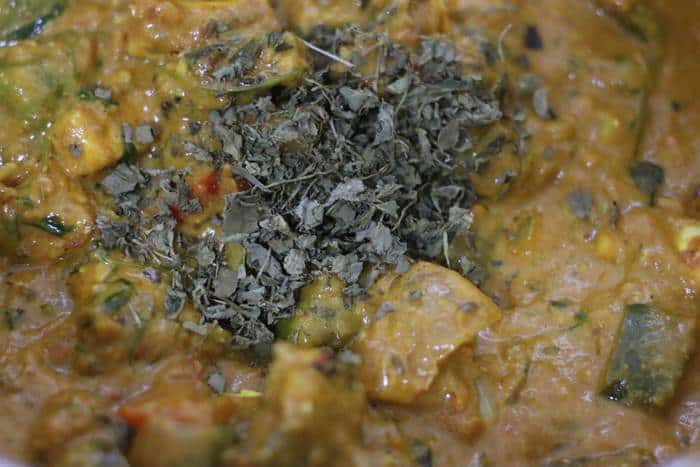 kasuri methi added to tofu tikka masala recipe.