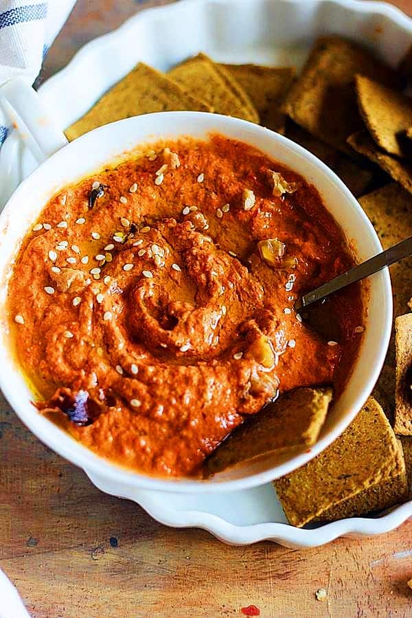 easy red bell pepper walnut dip