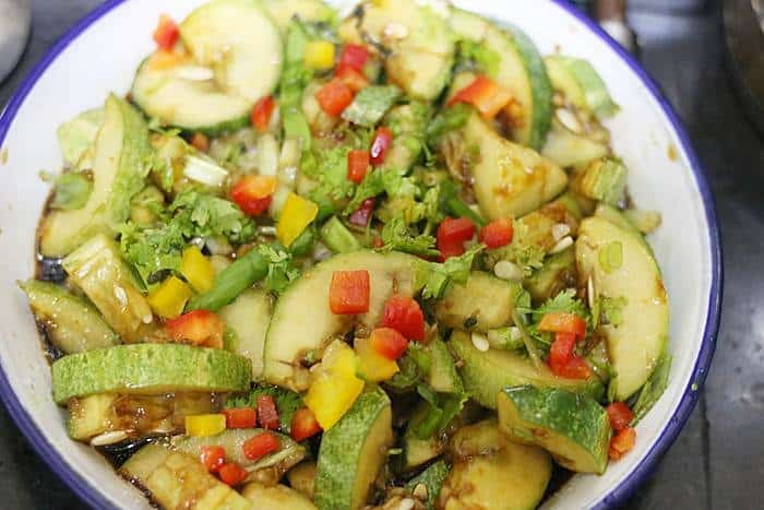 smashed cucumber salad making