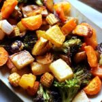 closeup shot of roasted winter vegetables