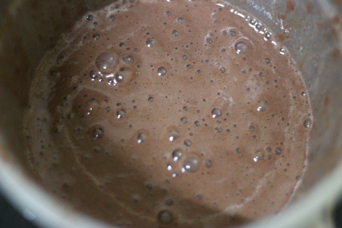 chocolate smoothie with strawberry ready to serve
