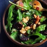 roasted beet salad with arugula leaves in a balsamic dressings