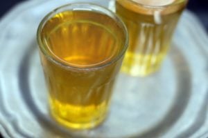 strained kahwa in a tea glass