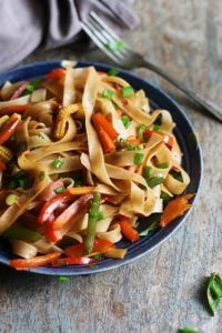 drunken nooldes or pad kee mao served in a plate