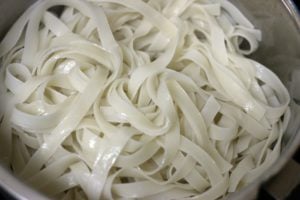 cooked rice noodles for Thai drunken noodles