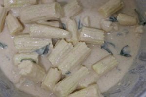 baby corn pieces tossed in batter
