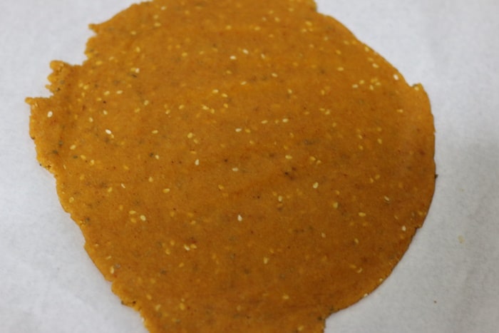 chickpea crackers dough rolled into 1/6"circle