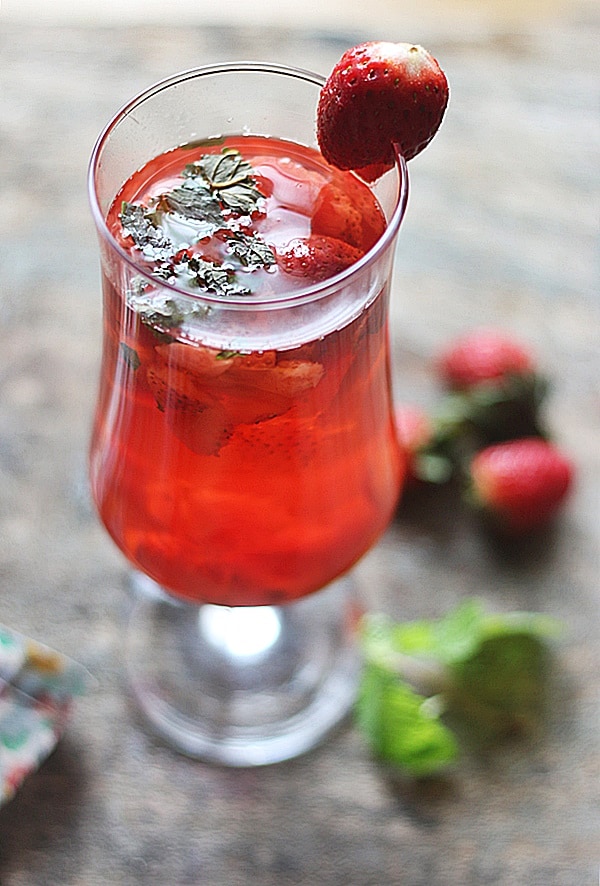 strawberry tea served with fresh berries