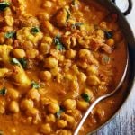 closeup shot of hearty chickpea cauliflower