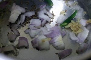 sauteing cumin seeds, ginger garlic, green chilies and onions in instant pot.