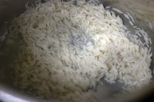 sauteing basmati rice in olive oil