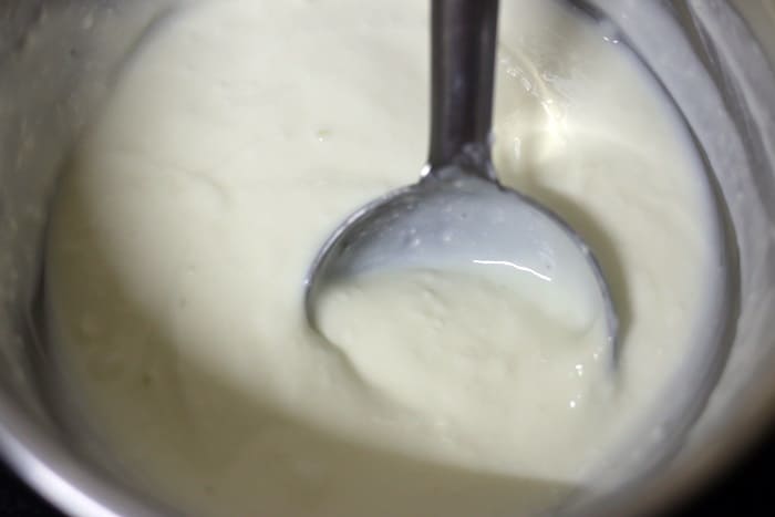 whisked yogurt for raita