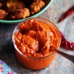 homemade garlic chutney in a glass jar