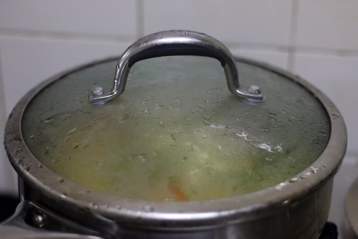 cooking vegetables in a closed pan.