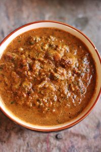 close up shot of coriander tomato chutney