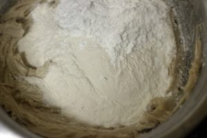 flours added to creamed butter and sugar