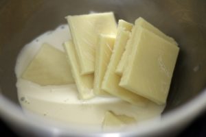 white chocolate with cream in a small bowl