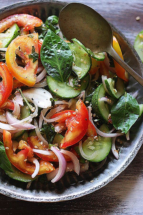 Tomato Basil Cucumber Salad Recipe Recipe | Cook Click N Devour!!!