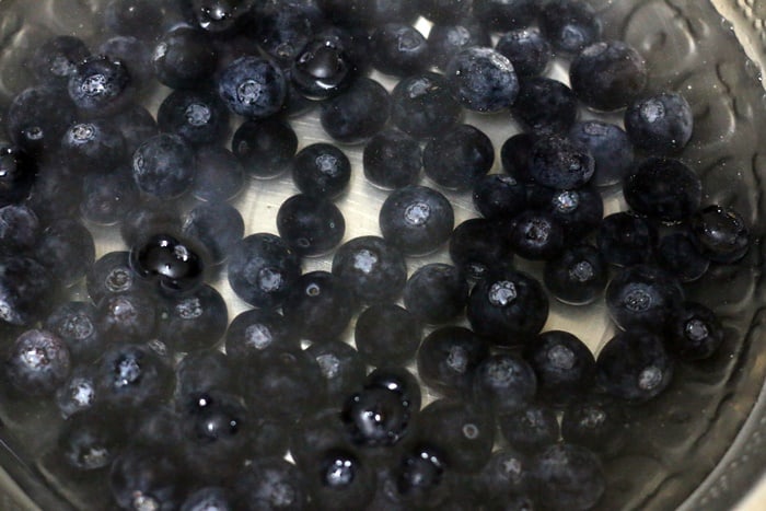 blueberries soaked in water