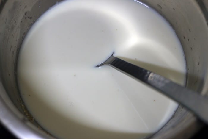 Almond milk added to sugar