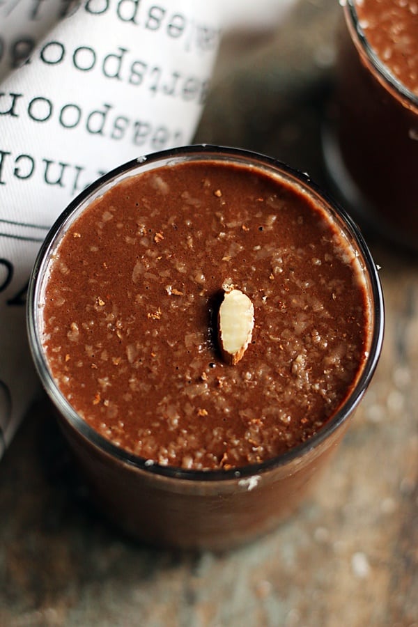 closeup shot of chocolate smoothie